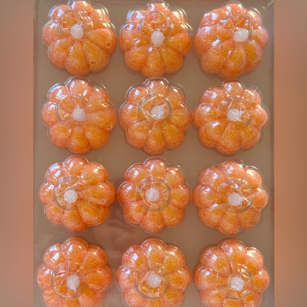 Pumpkin wax tea light candles w‎ batteries included